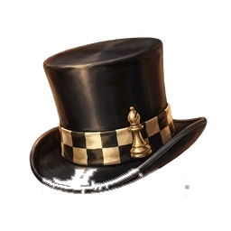 A black silk top hat with a chequered band.