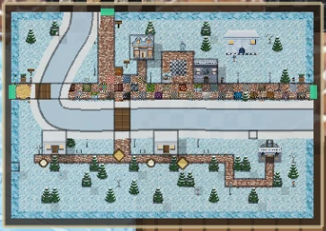 The minimap of Frostford, as the game draws it in the corner of the screen.