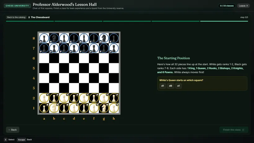 A university lesson with a three-answer question, captured from the game